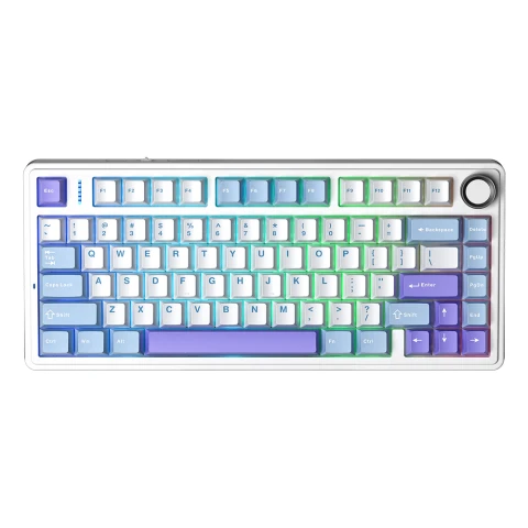 AULA F75 Wireless Mechanical Keyboard Star Vector Switch - White+Blue+Purple