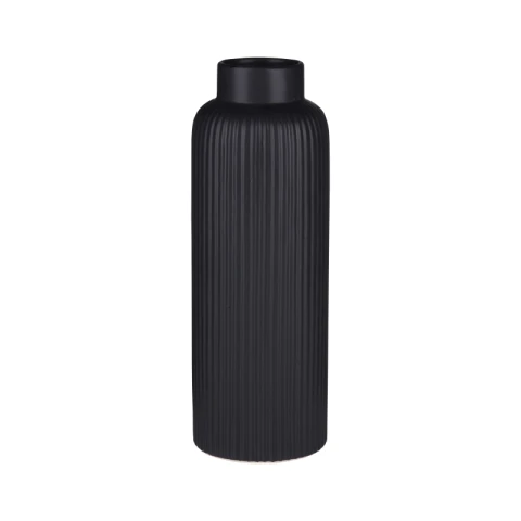 Zwarte Porseleinen Vaas Decoratieve Fles Ø10Xh28,5Cm