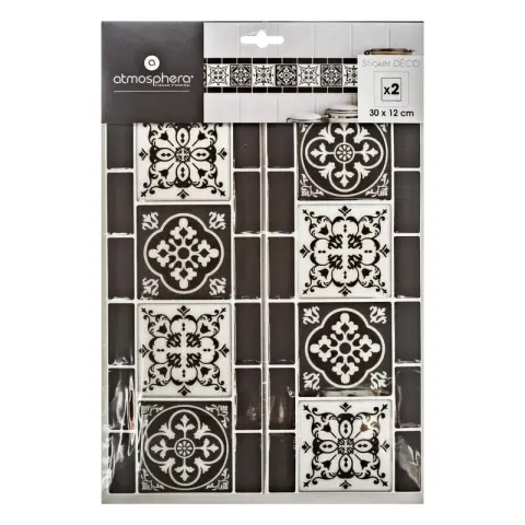 Sticker carrelage frise arabesque noire