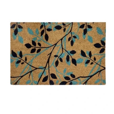 Coco & Coir Doormat Shadow Leaves Natural/Blue