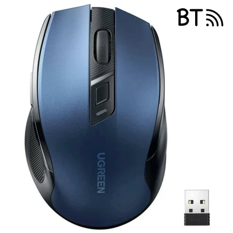 UGREEN MU006 Kabellose optische Maus USB 2.4GHz / Bluetooth 5.0 4000 DPI - Blau