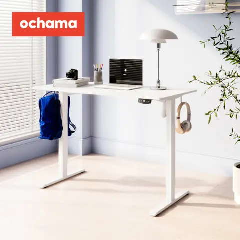 ochama Electric Height Adjustable Computer Desk - Study Desk - White White