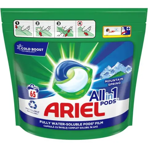 Ariel All-in-one Laundry Pods Mountain Spring 65 pieces 65 Pieces