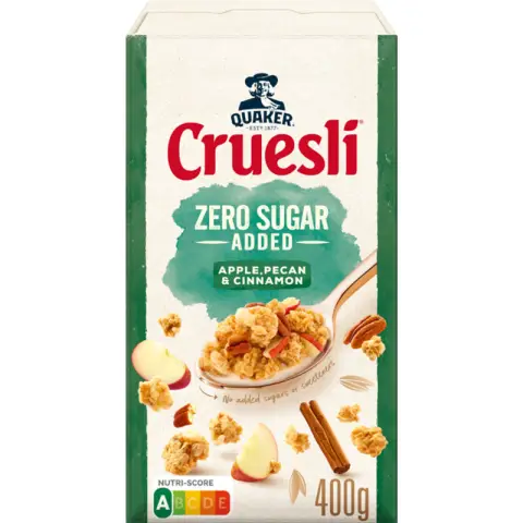 Quaker Cruesli Zero Sugar mit Apfel, Pekannuss und Zimt, 400 g