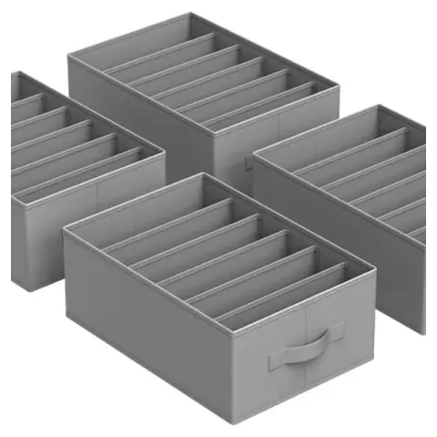SONGMICS Kleiderschrank-Organizer, 4er-Set, Aufbewahrungsbox, 6 Fächer, RUS009G04