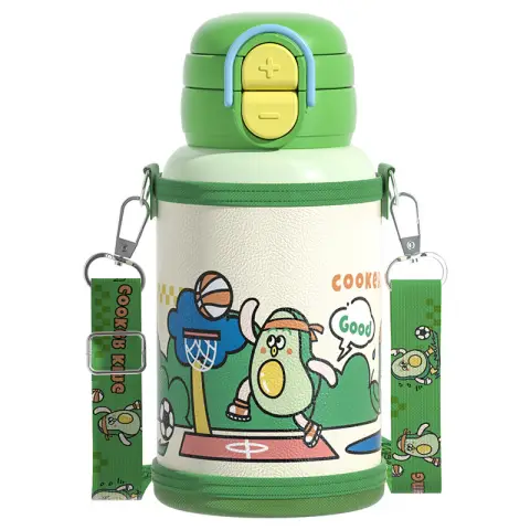 COOKER KING Children's Insulated Mug Children's Insulated Jug Large Capacity - 580ml - Green - With Cup Sleeve
