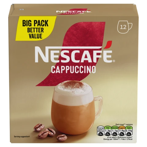 Nescafe Cappuccino Instant Coffee 12 Sachets 186g