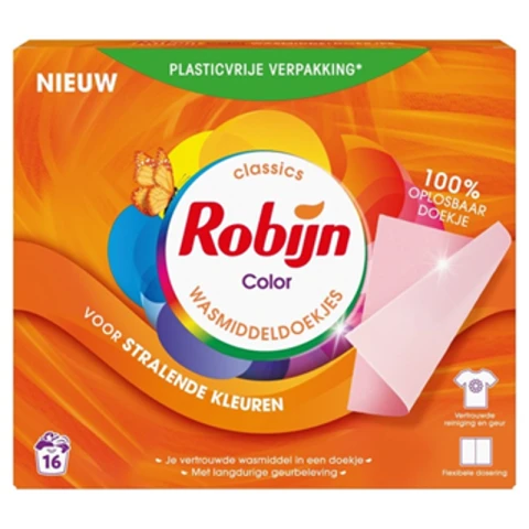ROBIJN Classics Wasmiddeldoekjes Color 16 wasstrips