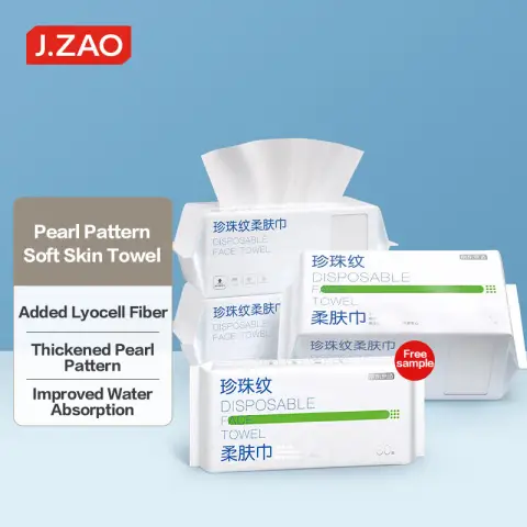 J.Zao 300pcs (90x3+30) Disposable Washcloth Pearl Grain Cotton Towel 【300pcs】Face Towel - 200x200mm