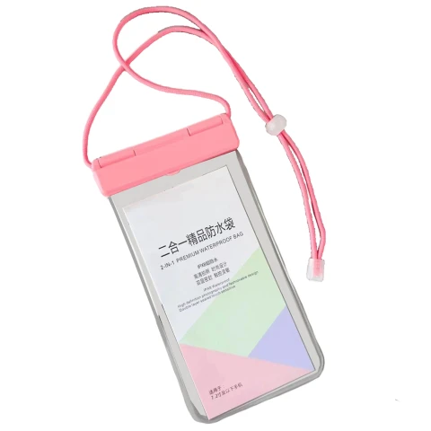 Mobile Phone Waterproof Pouch | Suitable for Swimming and Diving | Double Seal and Touch Sensitive 2-in-1 Pink