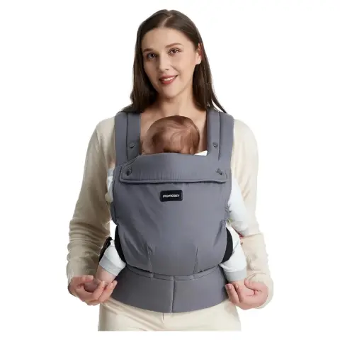 Momcozy Porte-Bébé Ergonomique 3-20kg Léger Confortable Gris