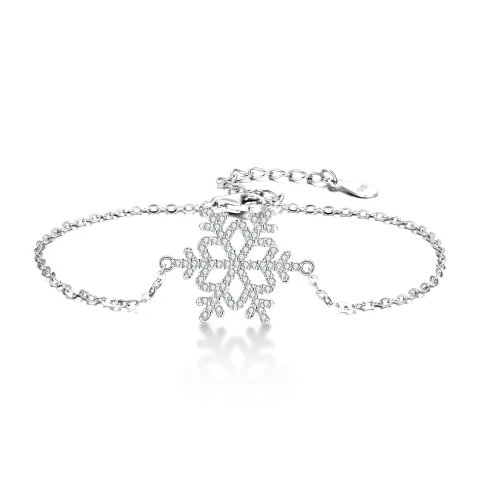 Ever Faith Snowflake Bracelet 925 Sterling Silver CZ Winter Party Link Bracelet Christmas Jewelry Gift