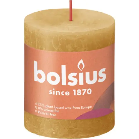 BOLSIUS Rustiek Stompkaars Shine 8 cm Honeycomb Yellow