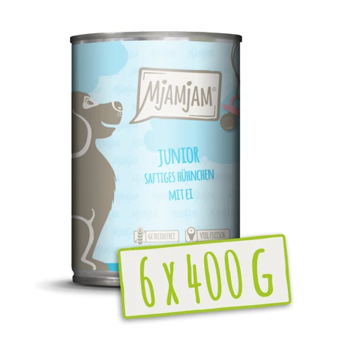 MjAMjAM Junior Conserve pour chien Poulet et œuf - 400 g x 6