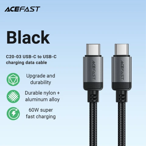 ACEFAST C20-03 USB-C to USB-C aluminum alloy charging data cable