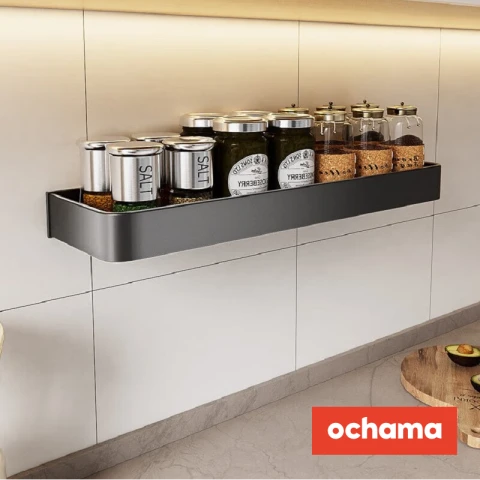J.Zao Wall-Mounted Spice Organizer - No-Drill, Space Aluminum Spice Rack, Ideal for Seasonings Spice Rack and Condiments