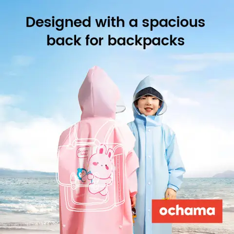 J.Zao Unisex Verlengde Regenjas voor Kinderen – Sterke Waterdichtheid, Stijlvolle Bescherming, Roze, XL