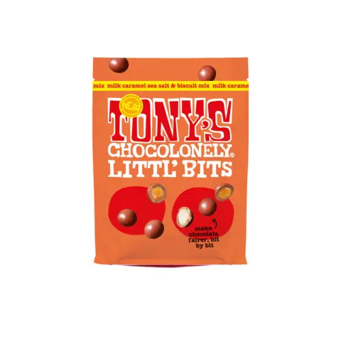 Tony's Chocolonely Milk Chocolate Caramel Sea Salt & Biscuit Bits Mix 100g