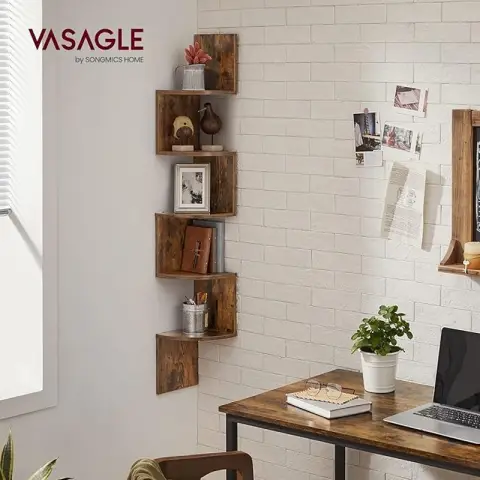 5-stufiges Zickzack-Eckregal für Küche Wohnzimmer Büro Industrie Braun