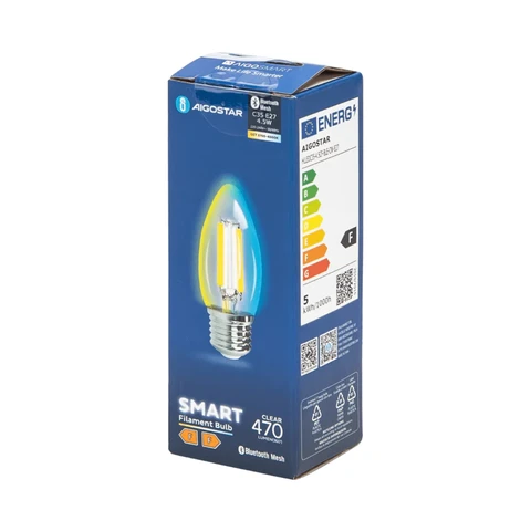 Aigostar Bluetooth Mesh-Version/Smart-Filamentlampe/C35/E27/4,5 W/CCT/klar