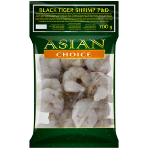 Asian Choice 31/40 Black Tiger Shrimp P&D 1kg (700g net) 31/40 Black Tiger Shrimp (raw)