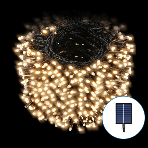 Aigostar SunGlow Flat - Solar String Lights - 100LED, Warm Light, 8 Modes, IP65 Classic