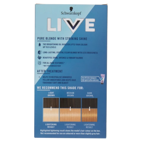 Schwarzkopf Live Intense Lightener Bleach Hair Dye Max Blonde 00B Permanent