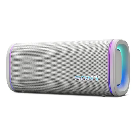 Sony ULT FIELD 5 - Krachtige draagbare Bluetooth-luidspreker, 25 uur batterij, 2 x ULT POWER SOUND-modi, IP67, waterdicht, stofdicht, 360-verlichting, afneembare schouderriem, compact - offwhite