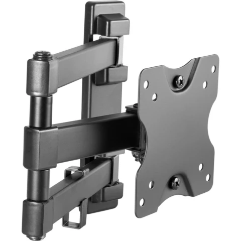 Deltaco Full Motion 3-way Wall Mount, 13-27 inch up to 20 kg, tilt, rotate, swivel, VESA - Black