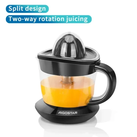 Aigostar Juicer 40W 0.7L Black Two-way Rotation Juicing Two Reamers