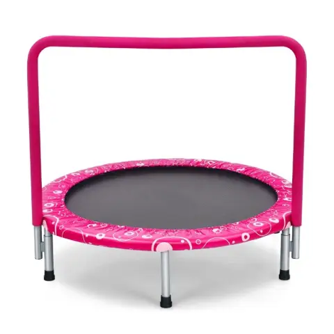 COSTWAY Faltbares Kindertrampolin mit Griff für drinnen und draußen Pink