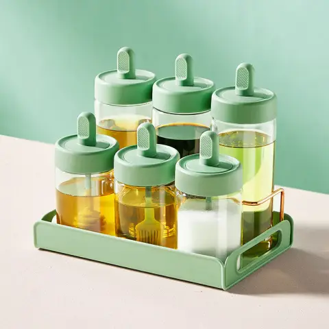 COOKER KING Spoon lid integrated seasoning pot dispenser seasoning box salt pot Seasoning pot set