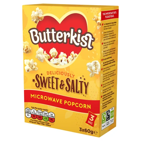 Butterkist Sweet & Salted Microwave Popcorn 3x60g