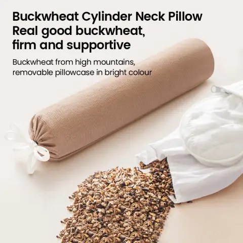 J.Zao Cylindrical Pillow - Floral Pillow Core - Cervical Traction Pillow - Beige - 1 Pack, 8.5*40cm