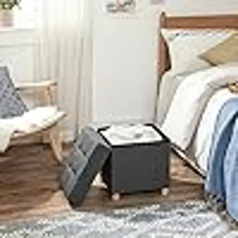 SONGMICS 38x38x40cm Folding Storage Stool 300kg Load
