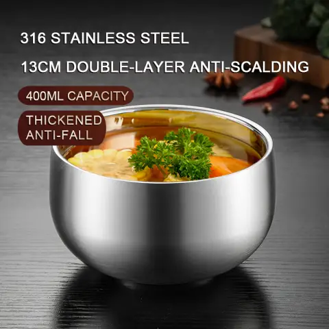 Maxcook Set of 2pcs 316LSS Double Wall Insulated Bowls 13cm MCWA4756