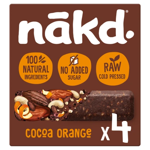 Nakd Cocoa Orange Raw Fruit & Nut Bars 4x35g