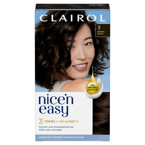 Clairol Nice'n Easy Permanent Hair Dye 3 Brown Black 177ml