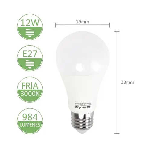 Aigostar LED A5 A60 BIG ANGLE E27 12W 3000K - yellow- light bulb