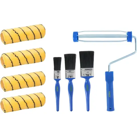 Kinzo 8-delige Verfrollerset - 1 Beugel - 4 Rollers - 3 Kwasten
