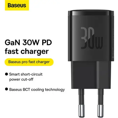 Baseus Charger 30W GaN5 Compact Fast USB-C PD Black