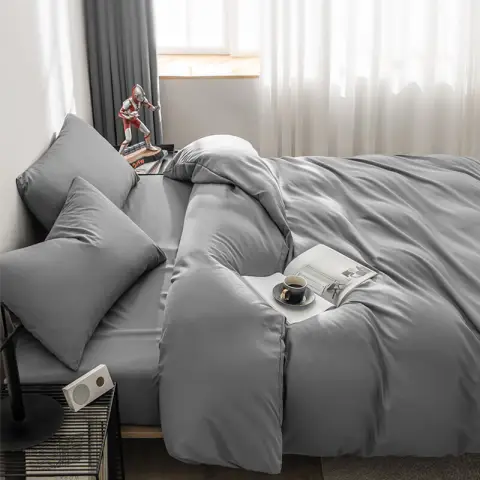 J.Zao Four-piece Bedding Set Thickened Comfortable and Durable Suitable for 1.8m Bed 120g Grey Gray