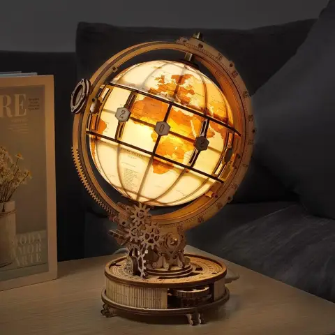 Robotime ROKR Luminous Globe 3D Wooden Puzzle Building Toys ‎20.3 x 16.7 x 29.3 cm 1PC