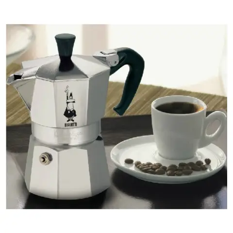 Bialetti Moka Express Moka Kettle Coffee Pot - For open flame/electric stove - Suitable for making 1 Cup - Silver