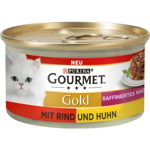 Purina GOURMET Gold raffiniertes Ragout Duetto mit Rind und Huhn 85 g
