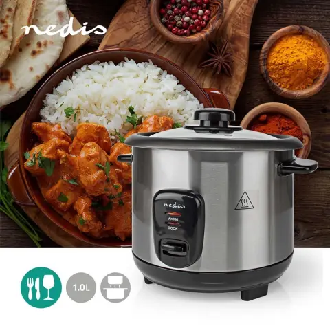 Nedis Rice Cooker 1 l 400 W Non-stick coating Removable bowl Automatic switch-off