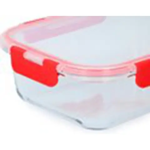 Alpina Frischhaltedose - Borosilikatglas - Transparent/Rot 1000ML