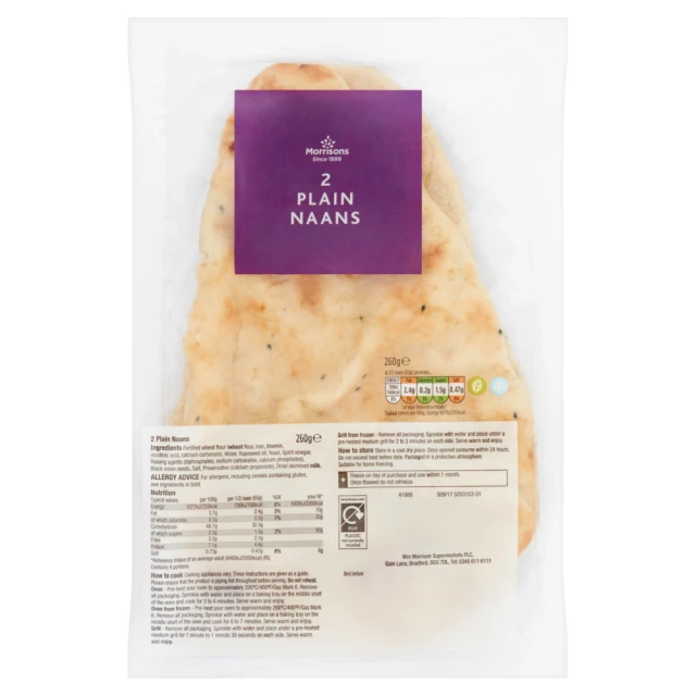 Morrisons Plain Naan Bread 2 pack