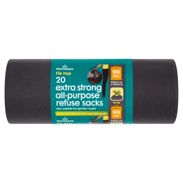 Morrisons 2 Tie Top Extra Strong All-Purpose Refuse Sacks