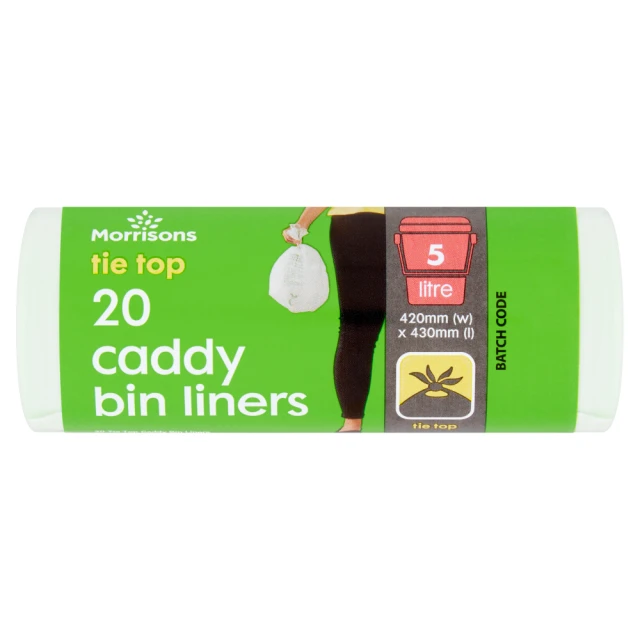 Morrisons 20 Tie Top Bio Caddy Bin Liners 5L